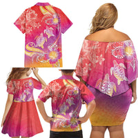 Polynesia Sea Turtle Couple Family Matching Off Shoulder Short Dress and Hawaiian Shirt One Soul One Love LT05 - Polynesian Pride