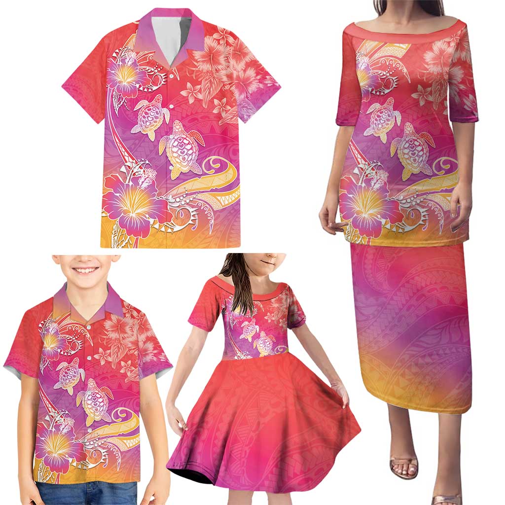 Polynesia Sea Turtle Couple Family Matching Puletasi and Hawaiian Shirt One Soul One Love LT05 - Polynesian Pride