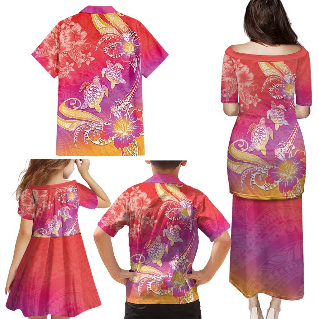 Polynesia Sea Turtle Couple Family Matching Puletasi and Hawaiian Shirt One Soul One Love LT05 - Polynesian Pride