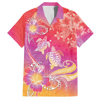 Polynesia Sea Turtle Couple Family Matching Tank Maxi Dress and Hawaiian Shirt One Soul One Love LT05 Dad's Shirt - Short Sleeve Red - Polynesian Pride