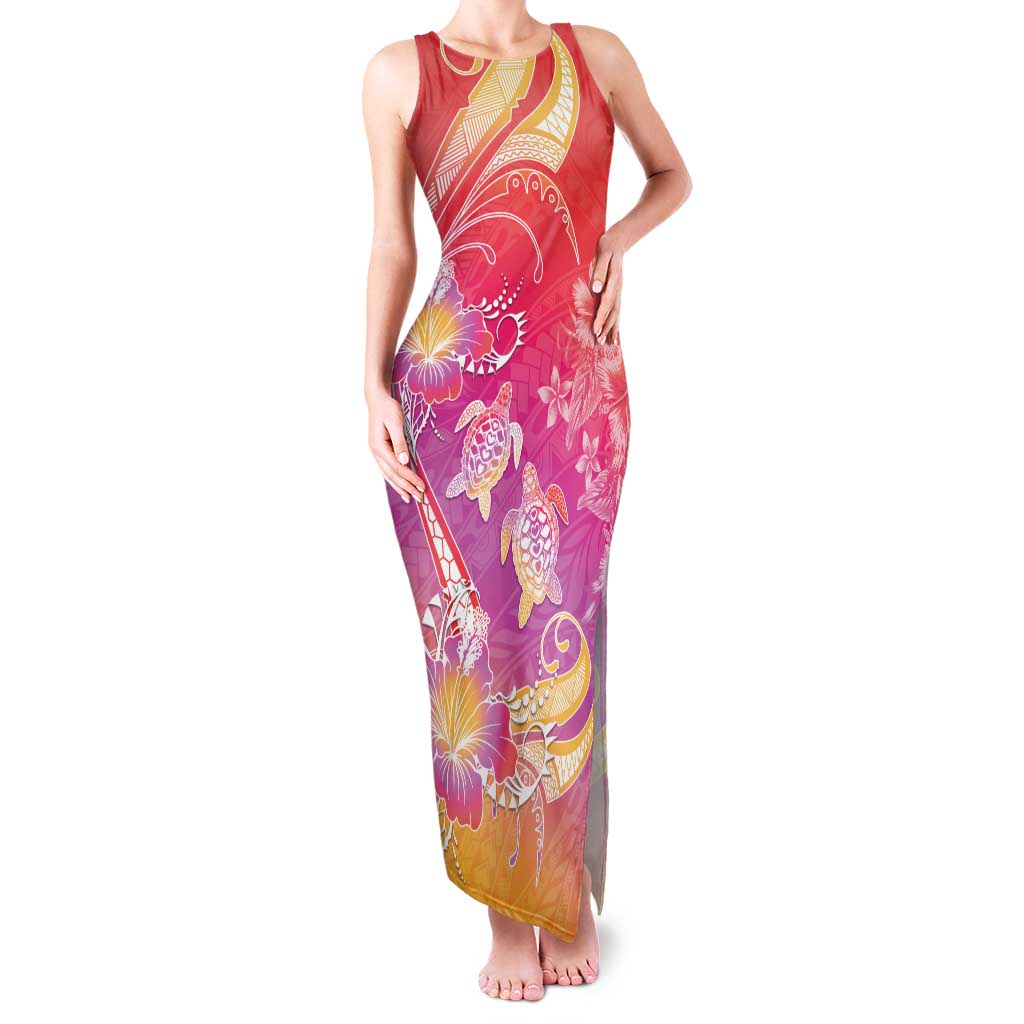Polynesia Sea Turtle Couple Family Matching Tank Maxi Dress and Hawaiian Shirt One Soul One Love LT05 Mom's Dress Red - Polynesian Pride