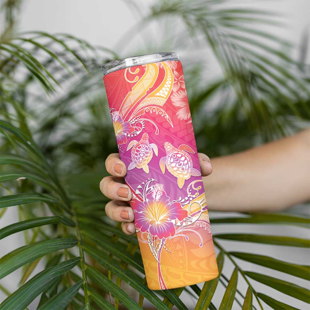 Polynesia Sea Turtle Couple Skinny Tumbler One Soul One Love