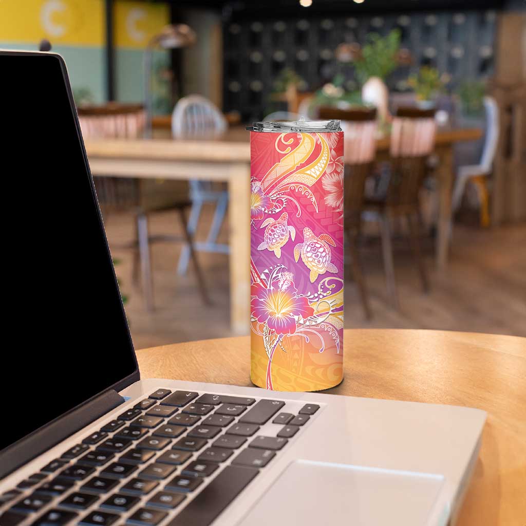 Polynesia Sea Turtle Couple Skinny Tumbler One Soul One Love