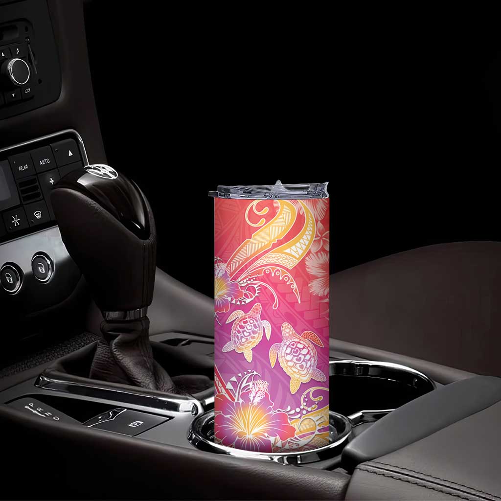 Polynesia Sea Turtle Couple Skinny Tumbler One Soul One Love