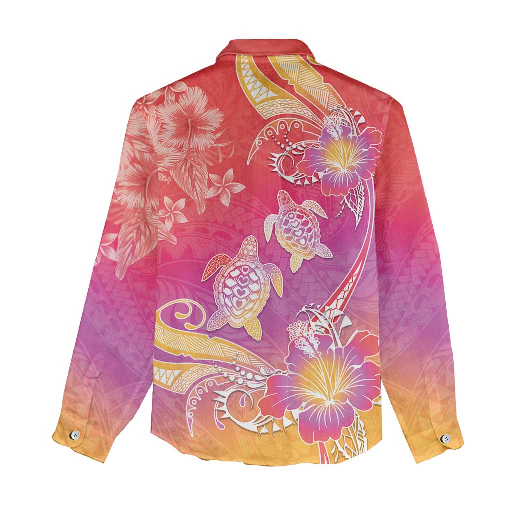 Polynesia Sea Turtle Couple Women Casual Shirt One Soul One Love
