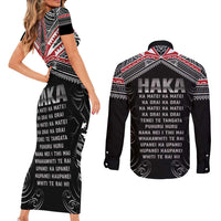 New Zealand Aotearoa Couples Matching Short Sleeve Bodycon Dress and Long Sleeve Button Shirt Traditional Kapa Haka LT05 - Polynesian Pride