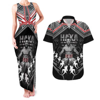 New Zealand Aotearoa Couples Matching Tank Maxi Dress and Hawaiian Shirt Traditional Kapa Haka LT05 Black - Polynesian Pride