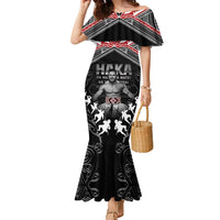 New Zealand Aotearoa Family Matching Mermaid Dress and Hawaiian Shirt Traditional Kapa Haka LT05 Mom's Dress Black - Polynesian Pride