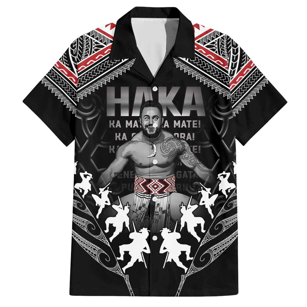 New Zealand Aotearoa Family Matching Short Sleeve Bodycon Dress and Hawaiian Shirt Traditional Kapa Haka LT05 Dad's Shirt - Short Sleeve Black - Polynesian Pride