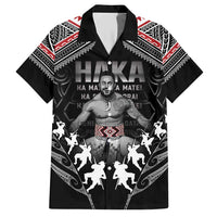 New Zealand Aotearoa Family Matching Short Sleeve Bodycon Dress and Hawaiian Shirt Traditional Kapa Haka LT05 Dad's Shirt - Short Sleeve Black - Polynesian Pride