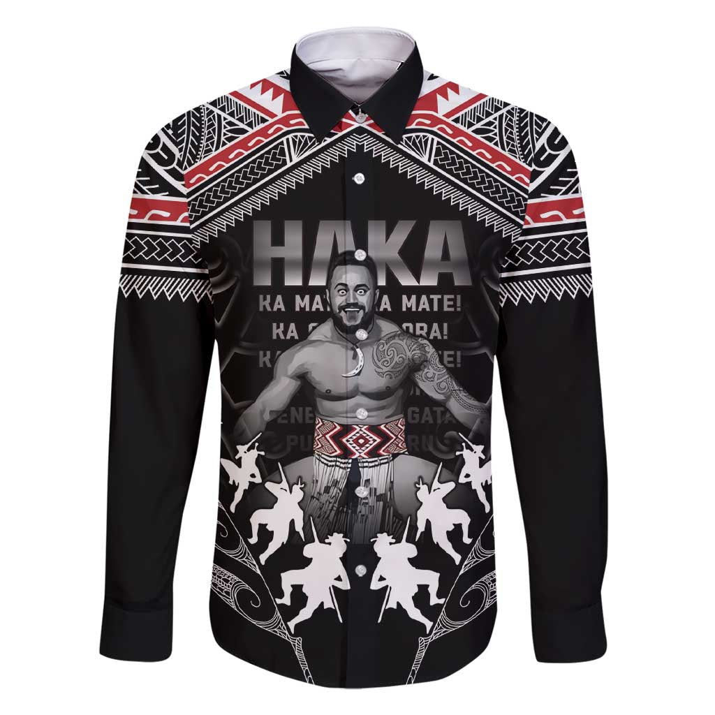 New Zealand Aotearoa Family Matching Short Sleeve Bodycon Dress and Hawaiian Shirt Traditional Kapa Haka LT05 Dad's Shirt - Long Sleeve Black - Polynesian Pride