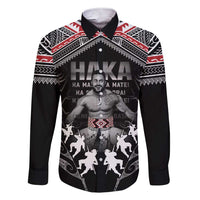 New Zealand Aotearoa Family Matching Short Sleeve Bodycon Dress and Hawaiian Shirt Traditional Kapa Haka LT05 Dad's Shirt - Long Sleeve Black - Polynesian Pride