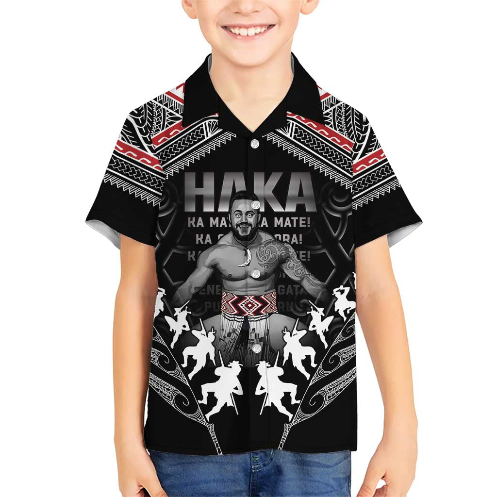 New Zealand Aotearoa Family Matching Short Sleeve Bodycon Dress and Hawaiian Shirt Traditional Kapa Haka LT05 Son's Shirt Black - Polynesian Pride