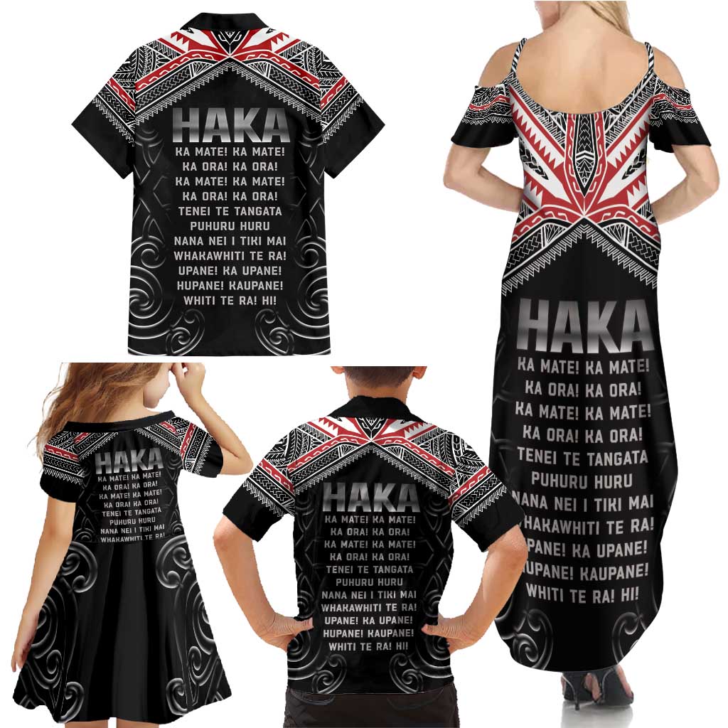 New Zealand Aotearoa Family Matching Summer Maxi Dress and Hawaiian Shirt Traditional Kapa Haka LT05 - Polynesian Pride