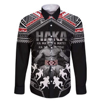 New Zealand Aotearoa Family Matching Summer Maxi Dress and Hawaiian Shirt Traditional Kapa Haka LT05 Dad's Shirt - Long Sleeve Black - Polynesian Pride