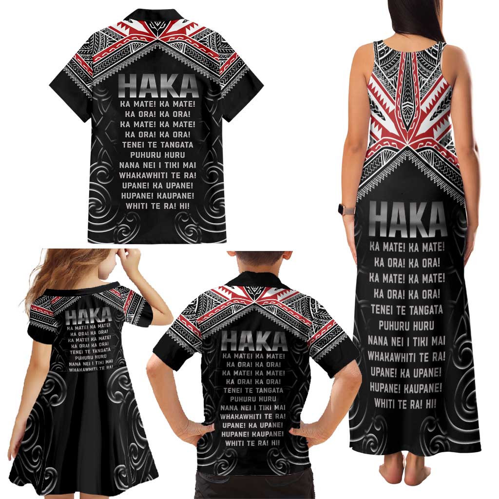 New Zealand Aotearoa Family Matching Tank Maxi Dress and Hawaiian Shirt Traditional Kapa Haka LT05 - Polynesian Pride