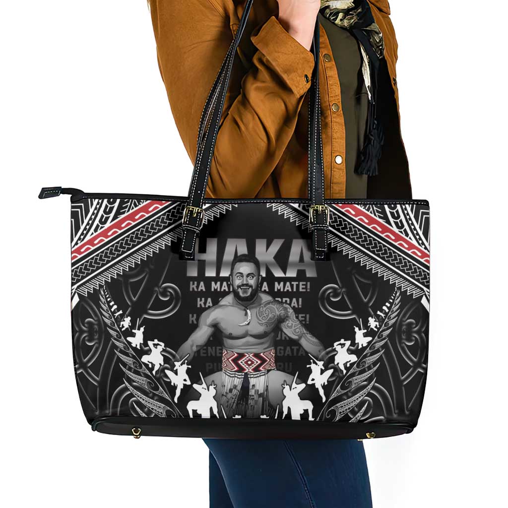 New Zealand Aotearoa Leather Tote Bag Traditional Kapa Haka