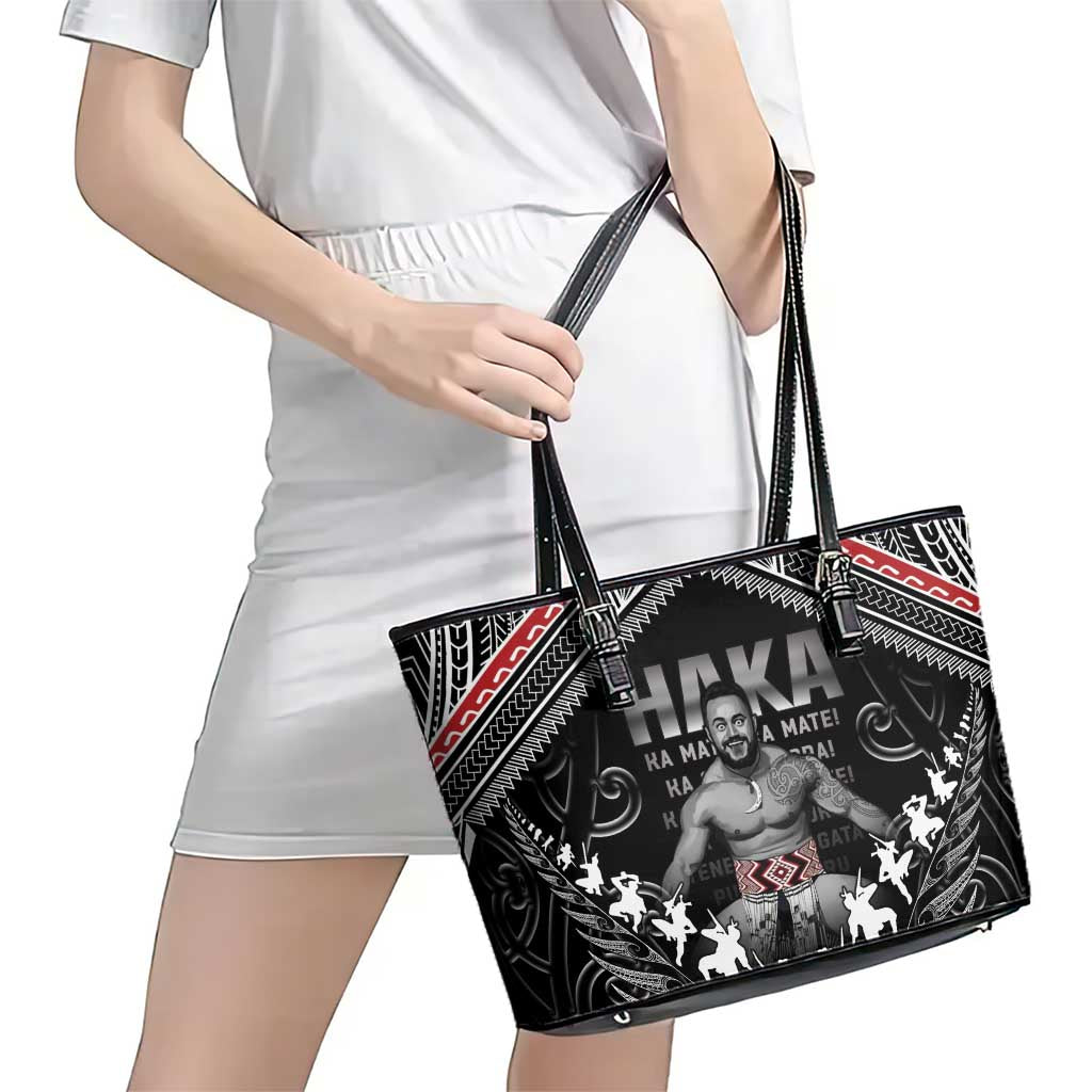 New Zealand Aotearoa Leather Tote Bag Traditional Kapa Haka