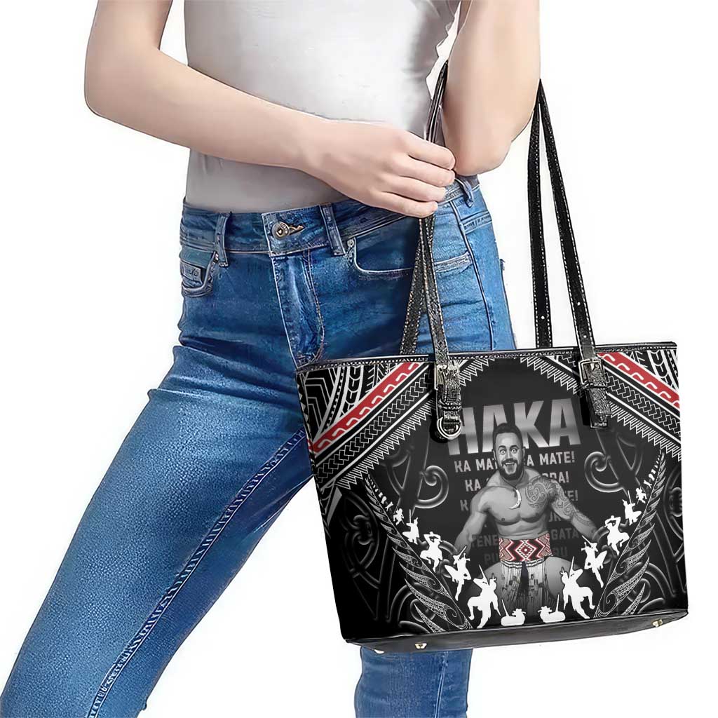 New Zealand Aotearoa Leather Tote Bag Traditional Kapa Haka