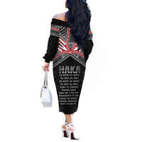New Zealand Aotearoa Off The Shoulder Long Sleeve Dress Traditional Kapa Haka LT05 - Polynesian Pride