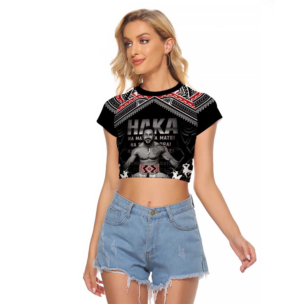 New Zealand Aotearoa Raglan Cropped T Shirt Traditional Kapa Haka