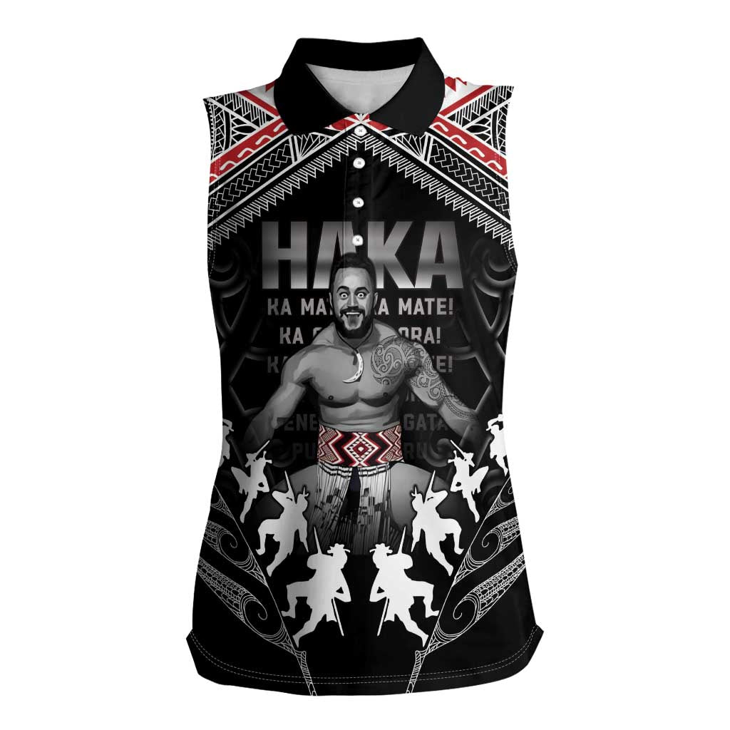 New Zealand Aotearoa Women Sleeveless Polo Shirt Traditional Kapa Haka LT05 Female Black - Polynesian Pride