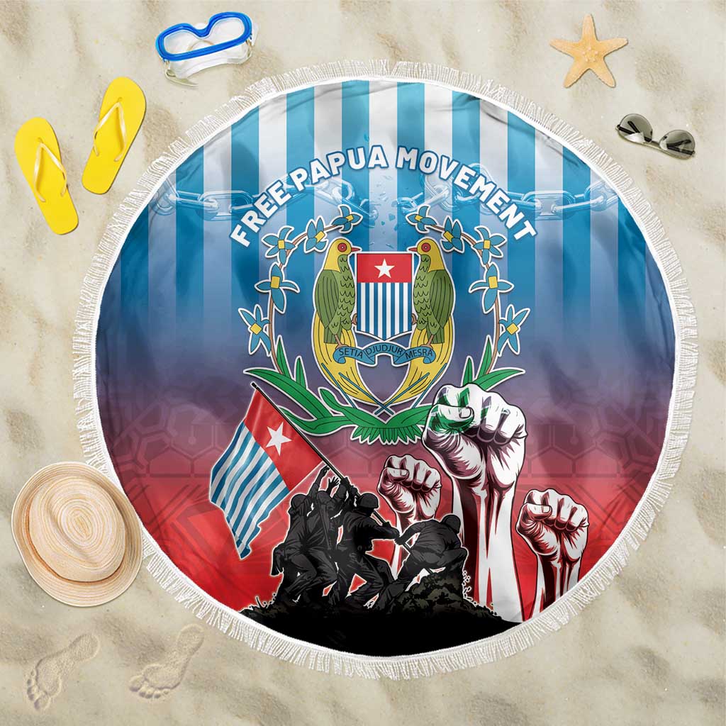 Free West Papua Beach Blanket One People One Soul Unique Style LT05 One Size 150cm Blue - Polynesian Pride
