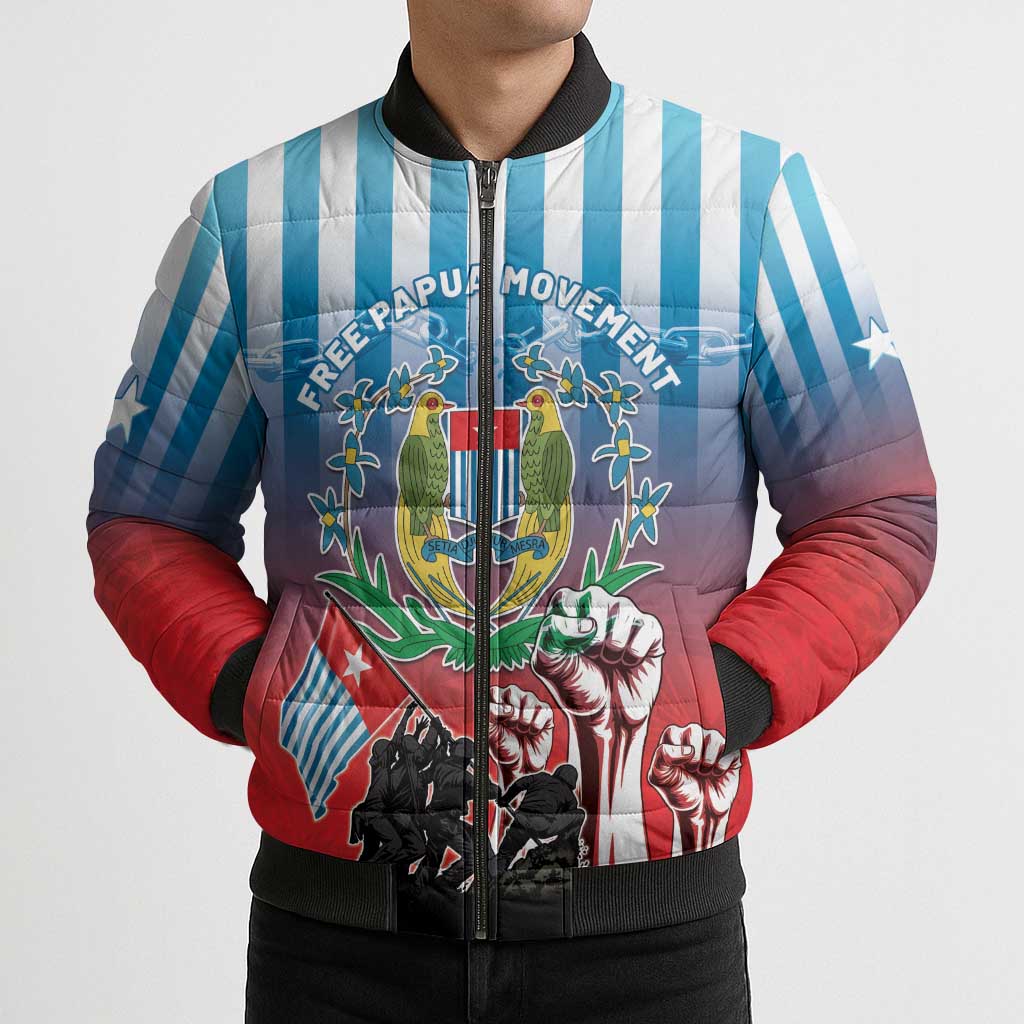 Personalised Free West Papua Bomber Puffer Jacket One People One Soul Unique Style LT05 - Polynesian Pride