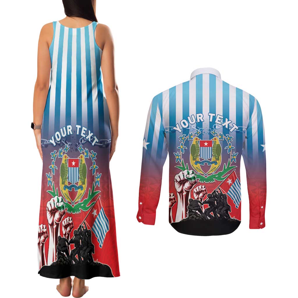 Personalised Free West Papua Couples Matching Tank Maxi Dress and Long Sleeve Button Shirt One People One Soul Unique Style LT05 - Polynesian Pride
