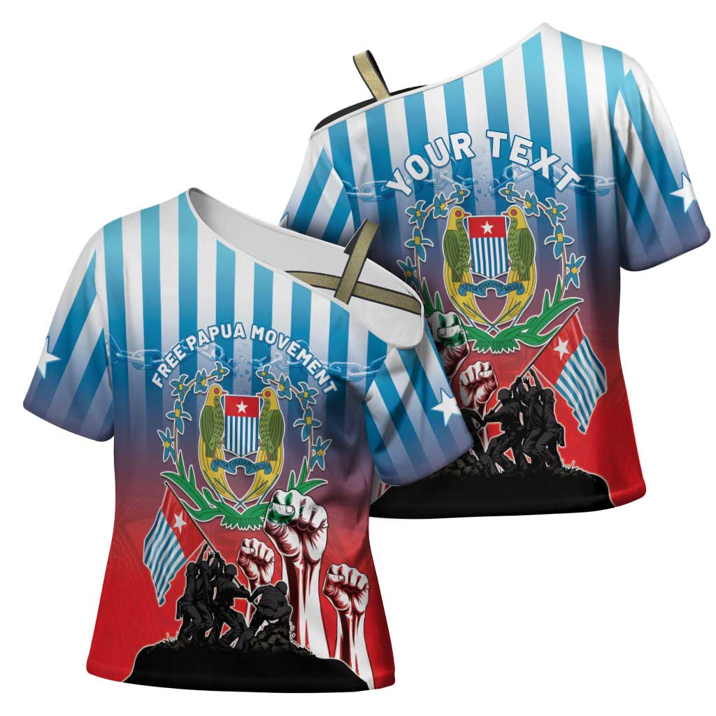 Personalised Free West Papua Cross Shoulder Shirt One People One Soul Unique Style - Polynesian Pride