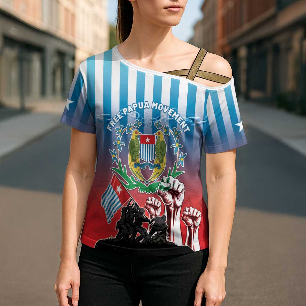 Personalised Free West Papua Cross Shoulder Shirt One People One Soul Unique Style - Polynesian Pride