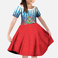 Personalised Free West Papua Family Matching Off Shoulder Maxi Dress and Hawaiian Shirt One People One Soul Unique Style LT05 Daughter's Dress Blue - Polynesian Pride