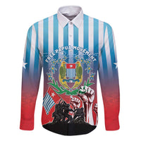 Personalised Free West Papua Family Matching Off Shoulder Maxi Dress and Hawaiian Shirt One People One Soul Unique Style LT05 Dad's Shirt - Long Sleeve Blue - Polynesian Pride