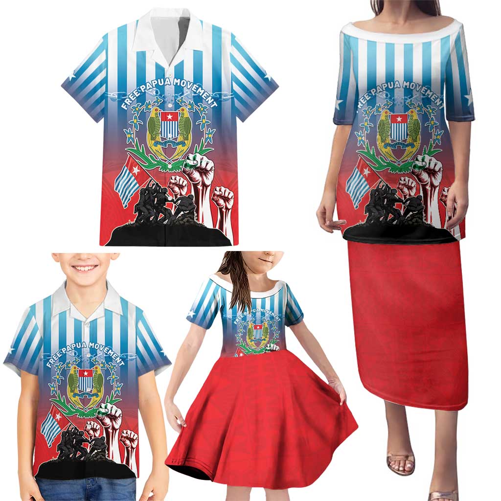 Personalised Free West Papua Family Matching Puletasi and Hawaiian Shirt One People One Soul Unique Style - Polynesian Pride