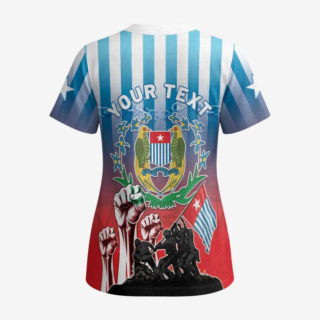 Personalised Free West Papua Scrub Top One People One Soul Unique Style - Polynesian Pride