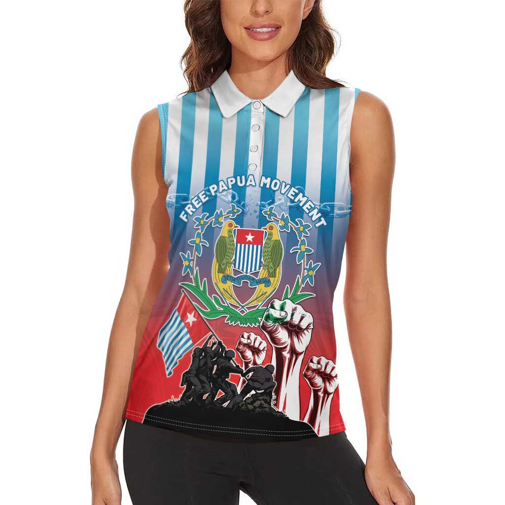 Personalised Free West Papua Women Sleeveless Polo Shirt One People One Soul Unique Style LT05 - Polynesian Pride