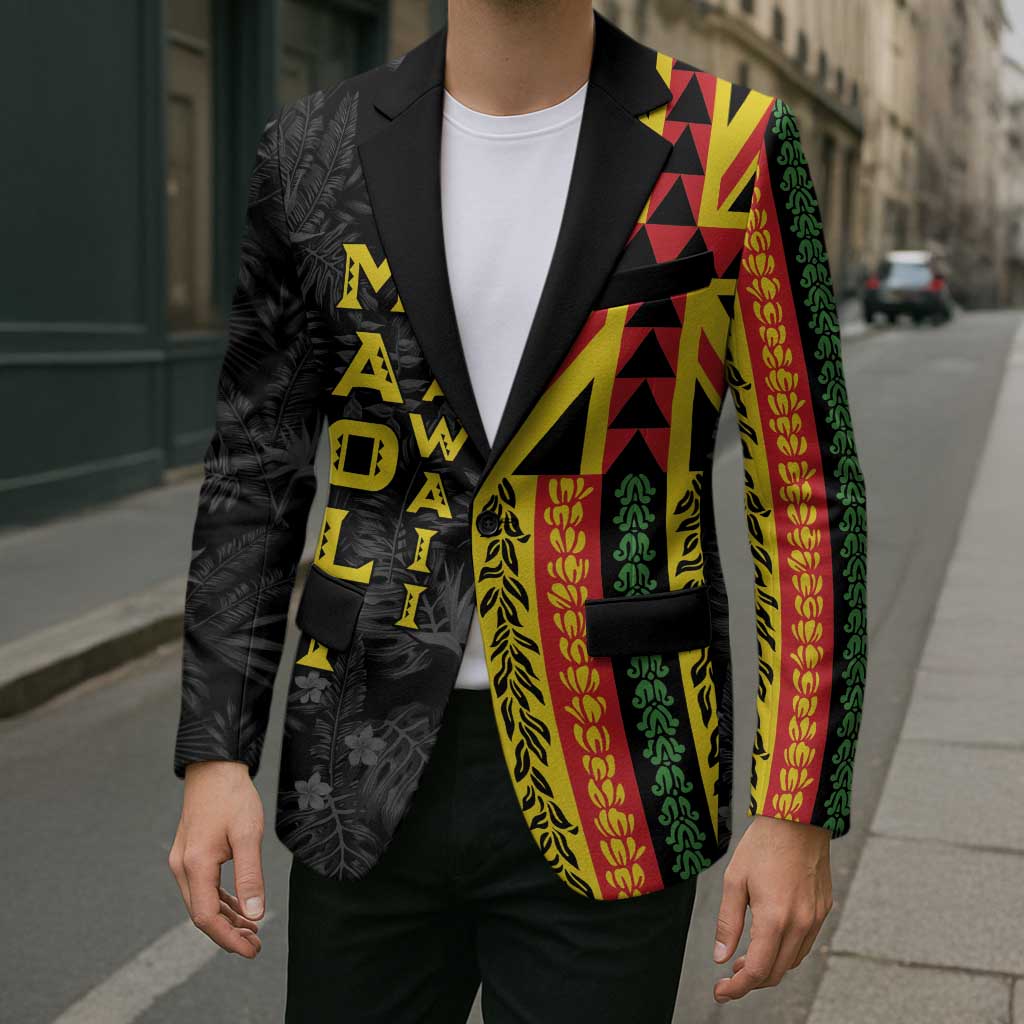 Hawaii Maoli Spirit Blazer Kakau Pattern With Flower Lei - Polynesian Pride