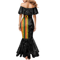 Hawaii Maoli Spirit Family Matching Mermaid Dress and Hawaiian Shirt Kakau Pattern With Flower Lei LT05 - Polynesian Pride