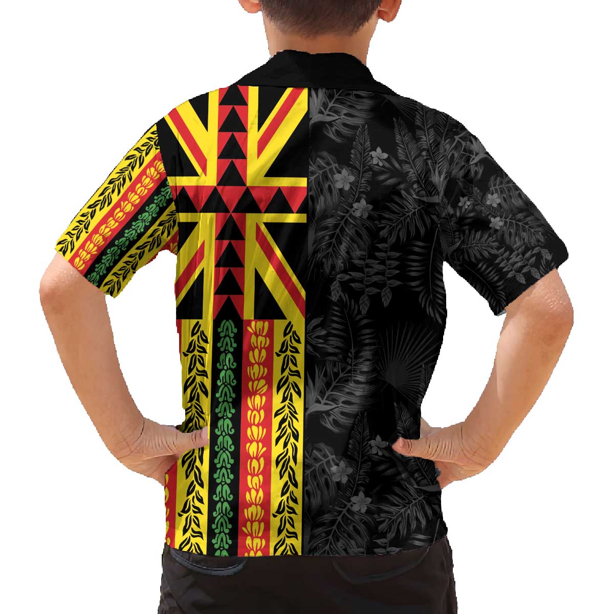 Hawaii Maoli Spirit Family Matching Off The Shoulder Long Sleeve Dress and Hawaiian Shirt Kakau Pattern With Flower Lei LT05 - Polynesian Pride