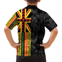 Hawaii Maoli Spirit Family Matching Off Shoulder Short Dress and Hawaiian Shirt Kakau Pattern With Flower Lei LT05 - Polynesian Pride
