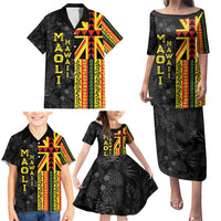 Hawaii Maoli Spirit Family Matching Puletasi and Hawaiian Shirt Kakau Pattern With Flower Lei LT05 - Polynesian Pride