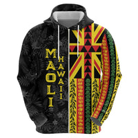 Hawaii Maoli Spirit Hoodie Kakau Pattern With Flower Lei LT05 - Polynesian Pride