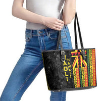Hawaii Maoli Spirit Leather Tote Bag Kakau Pattern With Flower Lei LT05 - Polynesian Pride