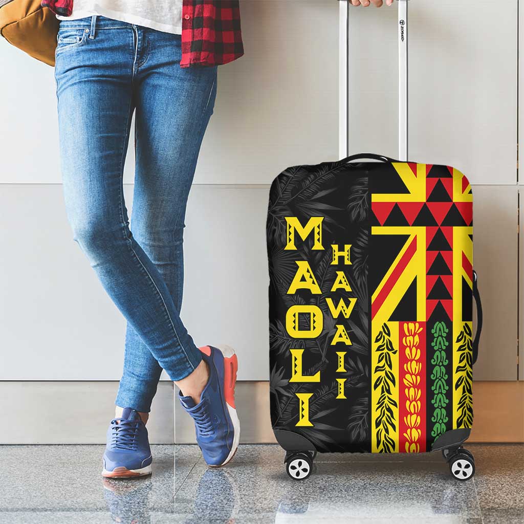 Hawaii Maoli Spirit Luggage Cover Kakau Pattern With Flower Lei - Polynesian Pride