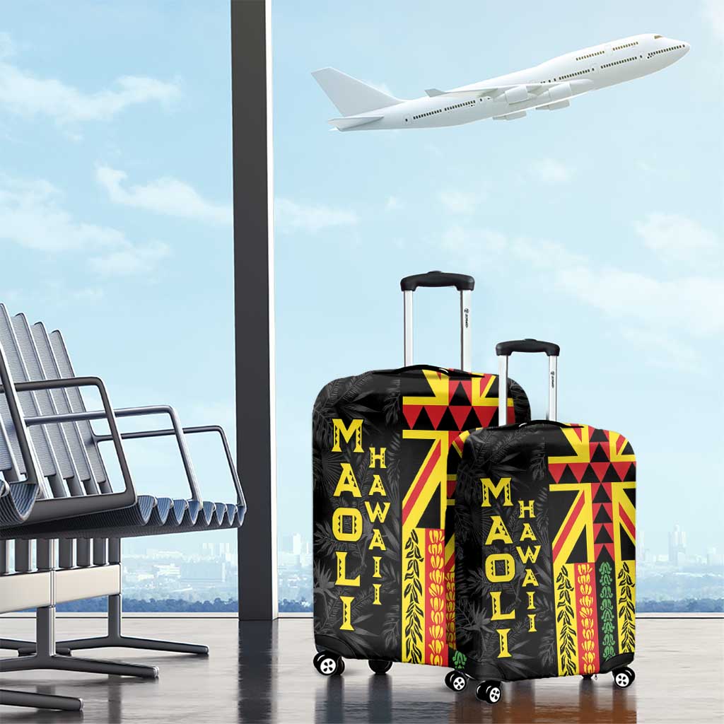 Hawaii Maoli Spirit Luggage Cover Kakau Pattern With Flower Lei - Polynesian Pride