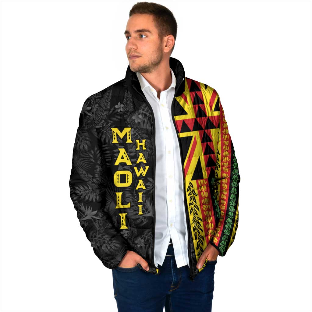 Hawaii Maoli Spirit Padded Jacket Kakau Pattern With Flower Lei - Polynesian Pride