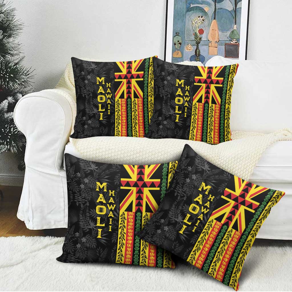 Hawaii Maoli Spirit Pillow Cover Kakau Pattern With Flower Lei - Polynesian Pride
