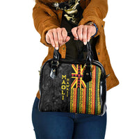 Hawaii Maoli Spirit Shoulder Handbag Kakau Pattern With Flower Lei LT05 One Size Black - Polynesian Pride