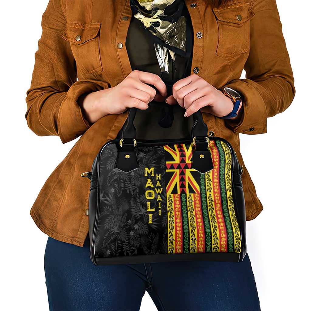 Hawaii Maoli Spirit Shoulder Handbag Kakau Pattern With Flower Lei LT05 - Polynesian Pride