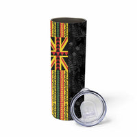 Hawaii Maoli Spirit Skinny Tumbler Kakau Pattern With Flower Lei LT05 - Polynesian Pride